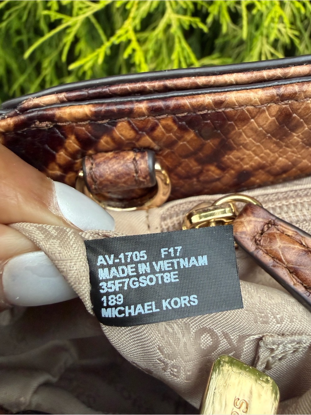 Michael Kors Brown Snakeskin Embossed Satchel Crossbody Brown Python Print - Picture 11 of 13